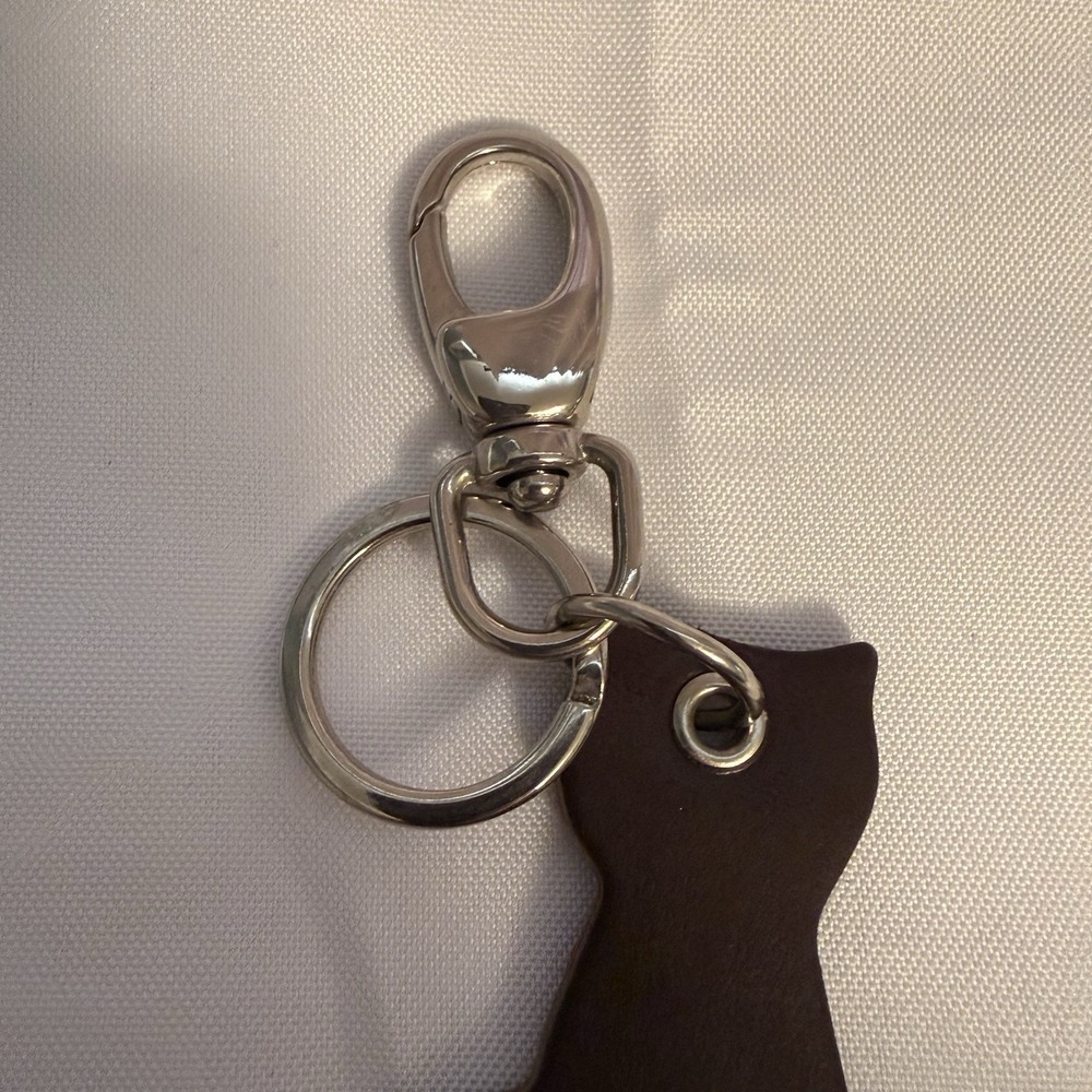 Leather Cat Kitty Keychain Bag Charm Dark Brown Gift for Cat Lovers - Picture 8 of 8